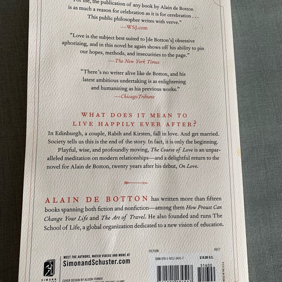 Alain De Bottom book The Course Of Love fiction paperback 2017 - Picture 2 of 2